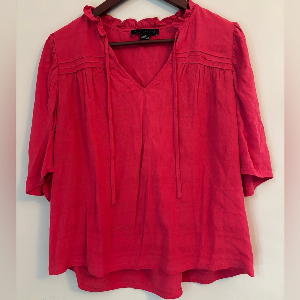 Sanctuary Pink Blouse, Medium, V-Neck & Frill